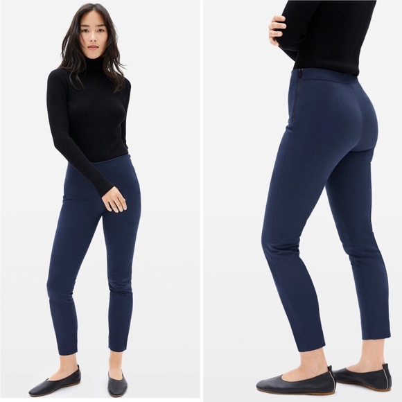 Everlane Pants - EVERLANE The Side-Zip Stretch Cotton Pants Navy Blue Size 4